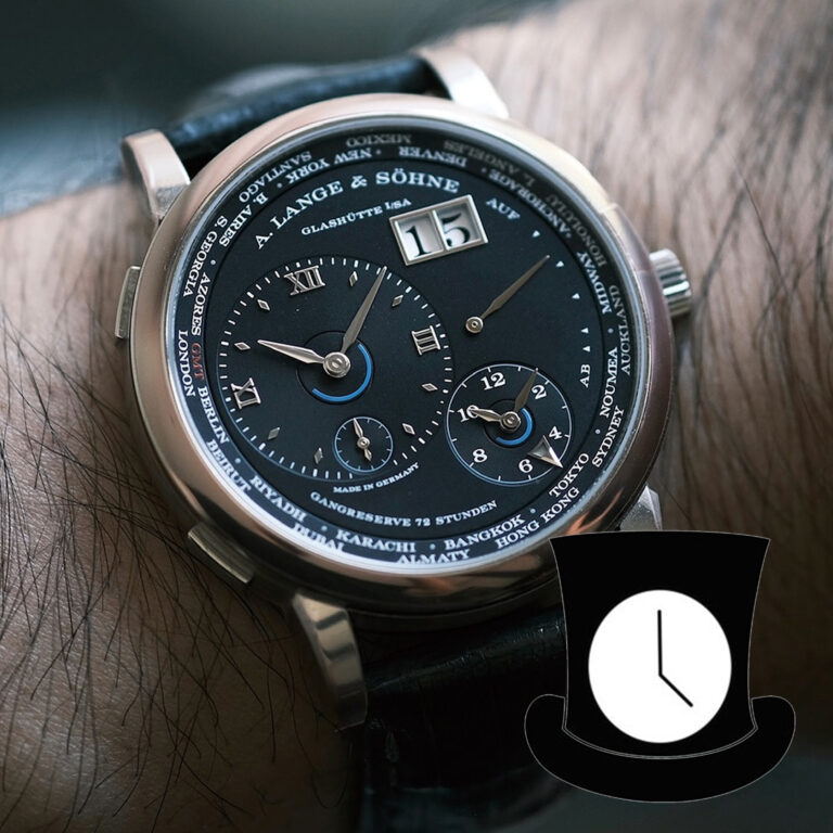 jason's lange timezone in black dial